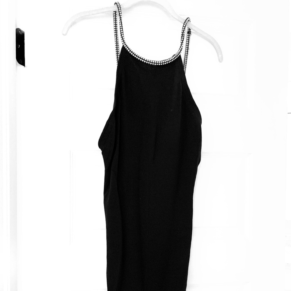 Cocktail dress with crystal straps knee length